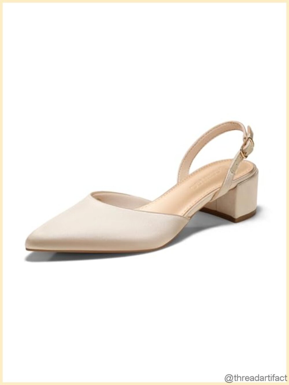 Satin Slingback Low Chunky Heel Closed Pointed Toe Pumps Wedding Dress Shoes